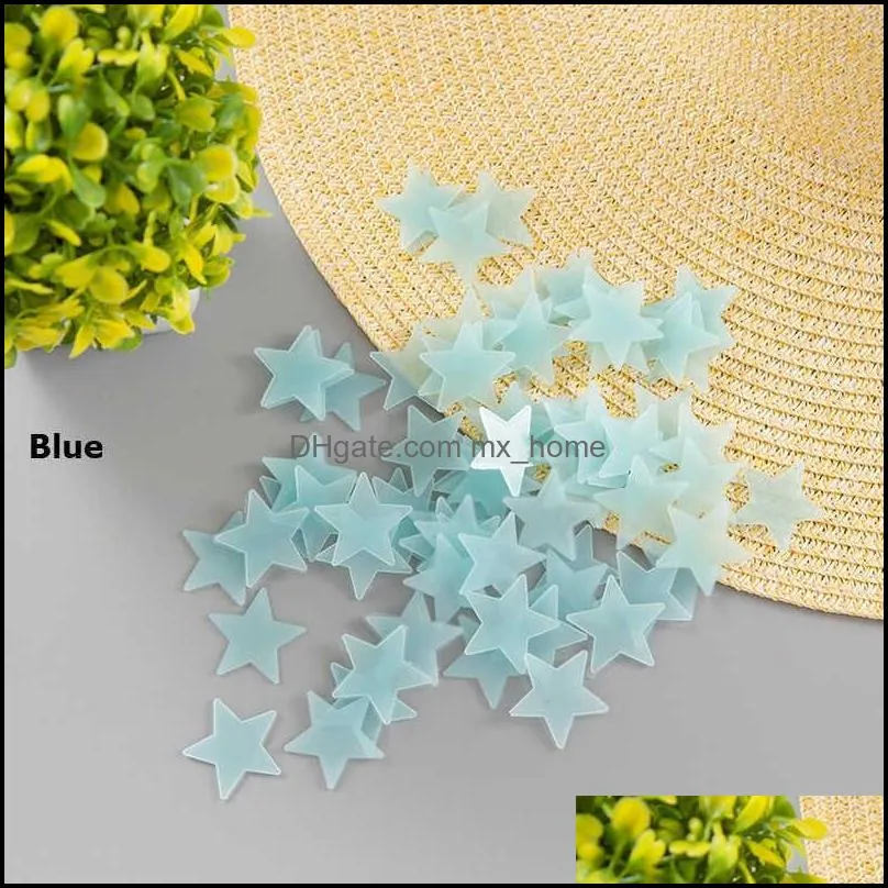 Wall Stickers 100 pcs/Set 3D stars glow in the dark Luminous for Kids Room Home Decor Decal paper Decorative Special Festivel QZ5V