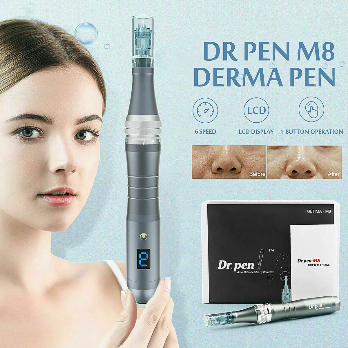 Auto dr pen M8-C 6 velocidades con cable MTS microneedle Roller derma Stamp fabricante sistema de terapia con microagujas dermapen