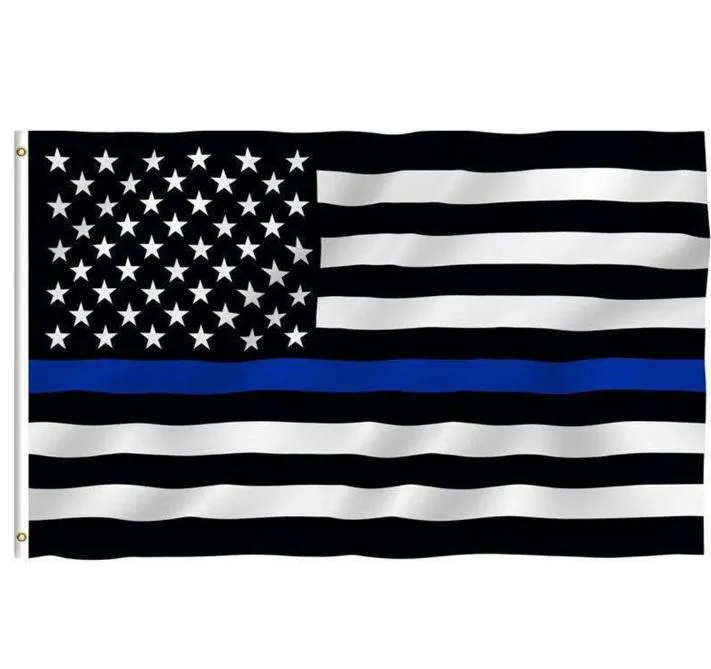 90 * 150 cm Blueline USA Flagi policyjne 3x5 stóp cienka niebieska linia USA flaga czarny, biały i niebieski amerykańską flagę z mosiądzem