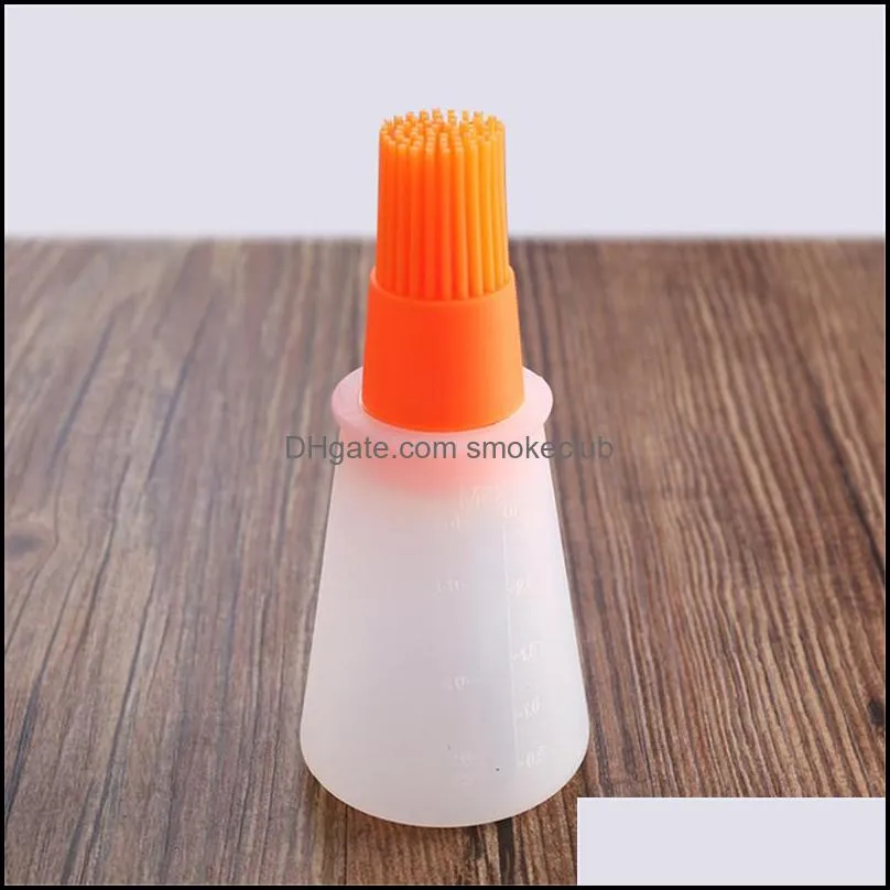 Baking Oil Brush Silicone Oil Bottle with Cap Barbecue Brush with Scale Sauce Butter Brush Kitchen Cooking Accessory CCF6955