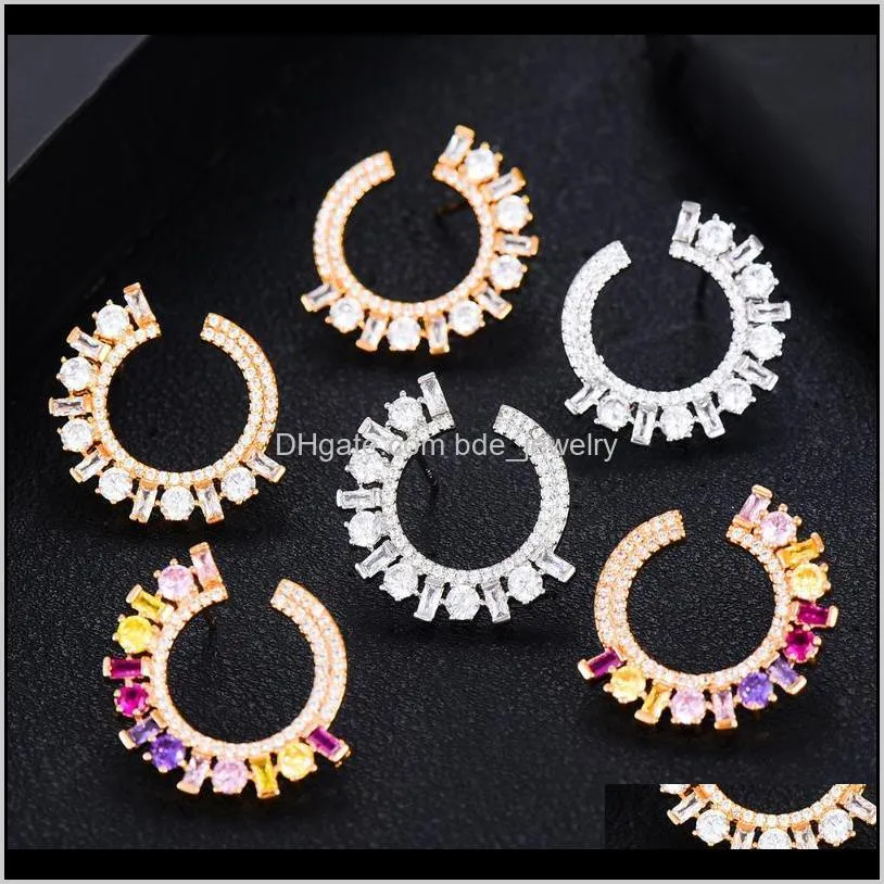 Jewelrygodki Uique Multicolor Cluster Cluster Stud أقراط للنساء حفل زفاف أزياء مجوهرات دبي للعرائس الهدية تسليم 2021 GX