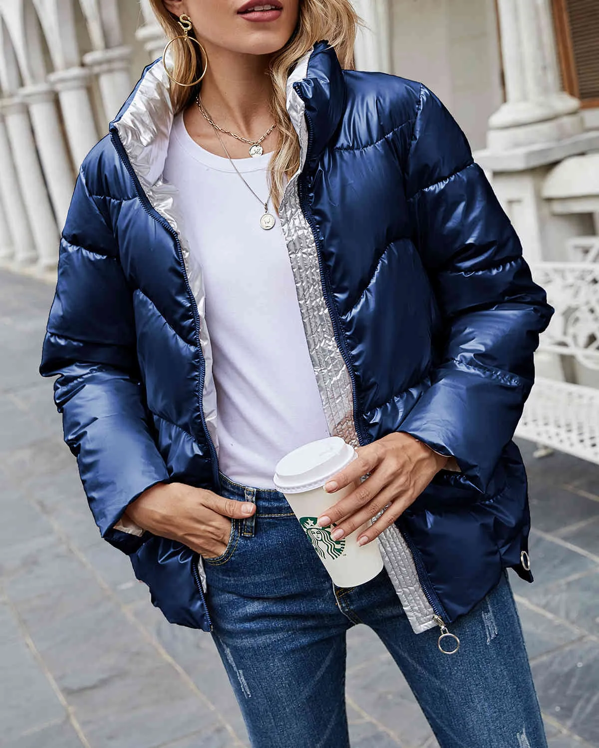 siwem PUFFER FLARE JACKET(タグ、牡丹付き) siwem PUFFER FLARE JACKET(タグ、牡丹付き) siwem PUFFER FLARE