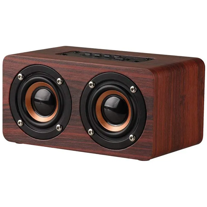 Double Horn Wooden 4.2 Bluetooth-compatible Speaker with AUX Audio Playback and Micro-USB Interface for Phone / PC