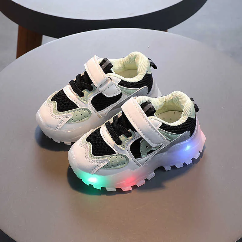 Children Glowing Sneakers Baby Girls Boys Led Luminous Shoes Kids Cartoon Lighted Sport Shoes Pink Orange Fashion G1025