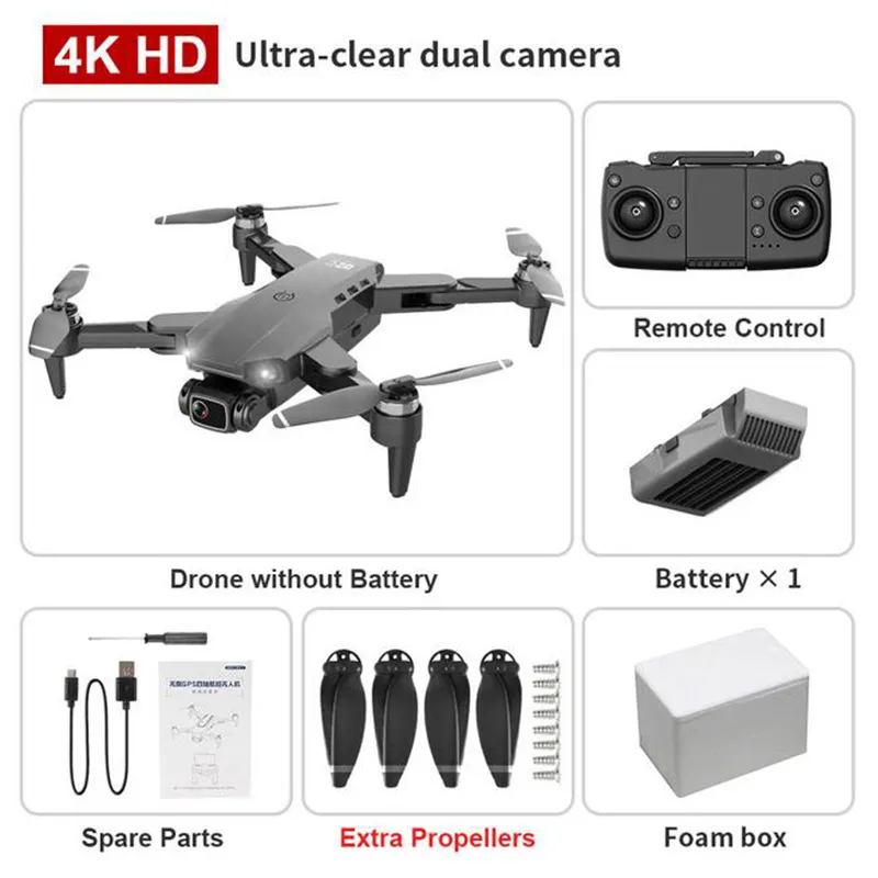 Drone professionale Uav intelligente L900 Pro 4K HD Doppia fotocamera RC Distanza 1,2 km GPS 5G WIFI FPV in tempo reale