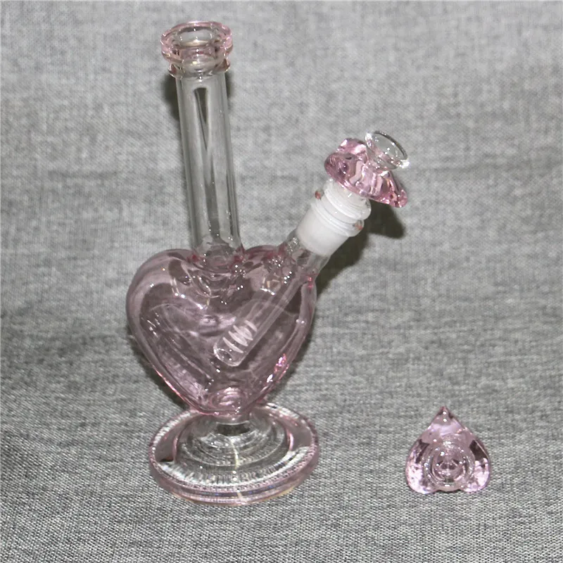 Glass Water Pipes heart shape Smoke Pipe Bong Oil Rigs Hookah Dab Rig bongs with heart bowls ash catcher nectar