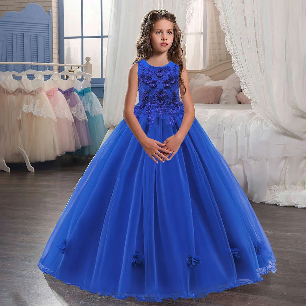 2022 verão meninas vestido longo dama de honra vestidos infantis para  meninas crianças vestido de princesa festa vestido de casamento 3 10 12  anos