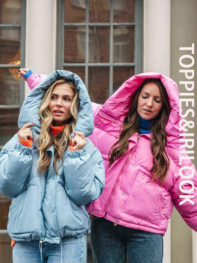 Korean Fashion Hooded Pink Puffer Jacket For Women Loose Fit Korean Fashion Hooded Pink Puffer Jacket For Women Loose Fit