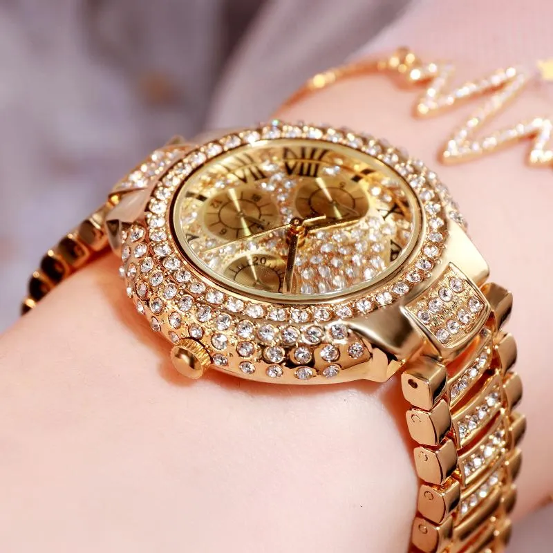 Montres-bracelets Luxus Uhr Frauen Damen Edelstahl Armband Diamant Mode Wasserdicht Quarzuhr Relogio Feminino Armbanduhren