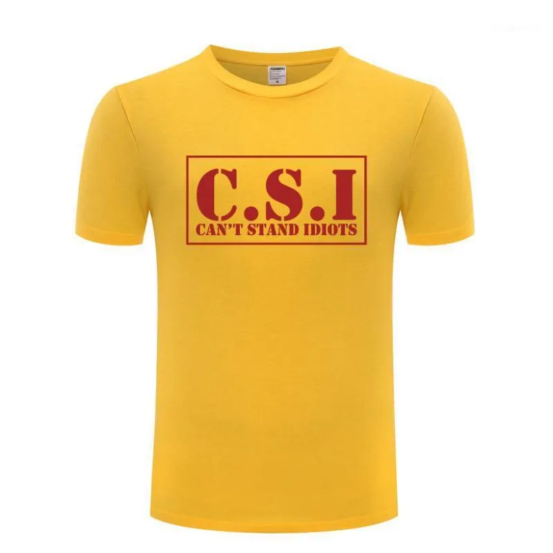 Homens camisetas 2021 Comércio Exterior T-shirt de manga curta CSI Não é possível ficar idiotas carta engraçada engraçada