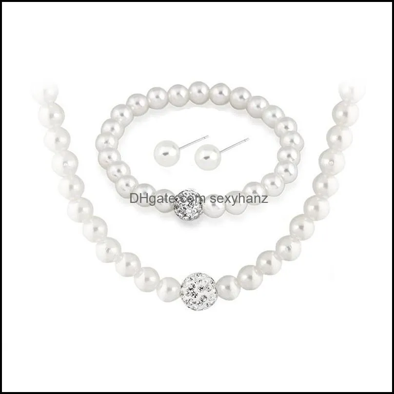 Earrings & Necklace Pearl Jewelry Sets Bracelet For Women Party Wedding Jewlery Christmas Gift