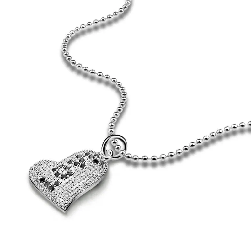 Kedjor Original 925 Sterling Silver Bead Chain Love Pendant Choker Halsband för kvinnor Bröllopspresent smycken