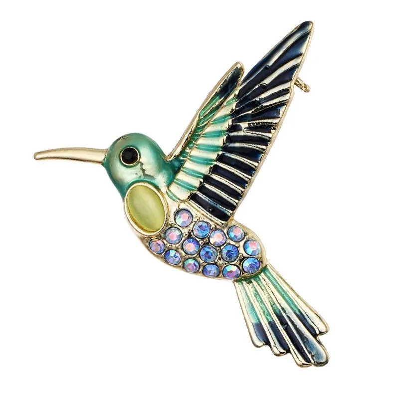 Szpilki, Broszki Kryształ Rhinestone Bird Dla Kobiet Niebieski Czarny Emalia Zwierząt Broszka Szpilki Kobiet Koszula Akcesoria Broche Prezenty