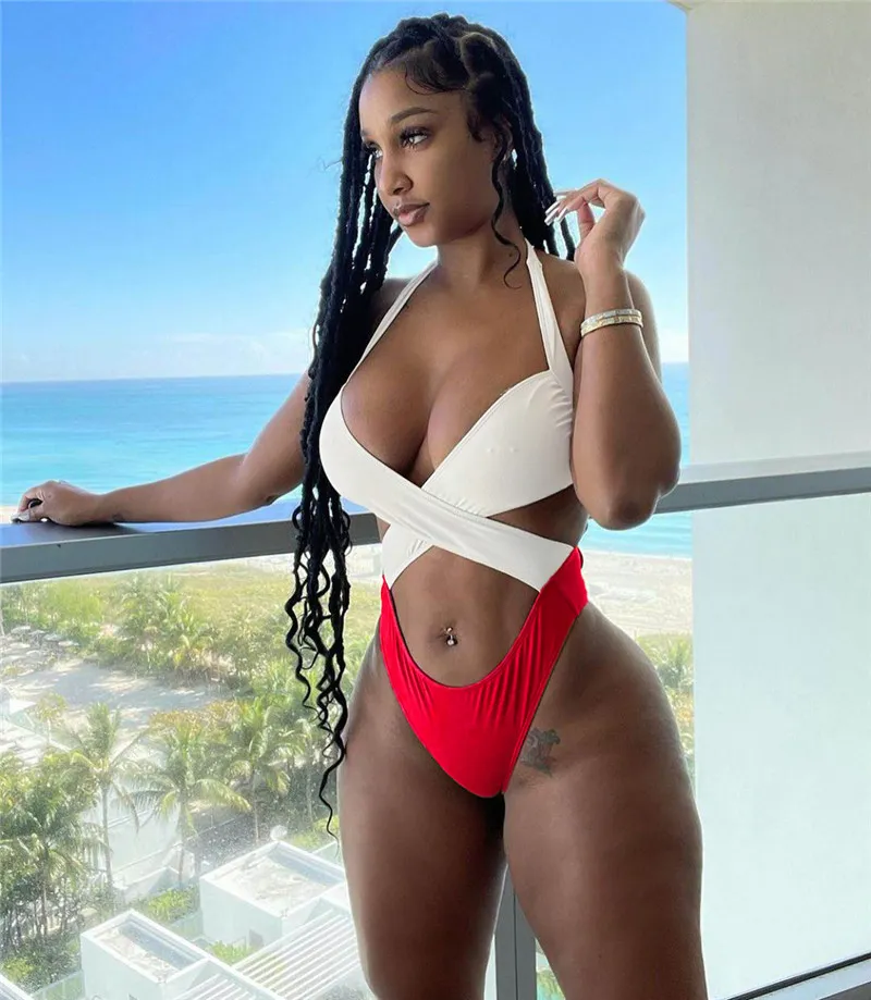 DHgate Plus Size Solid Color Sexy One Piece Swimsuit for Women Apparel
