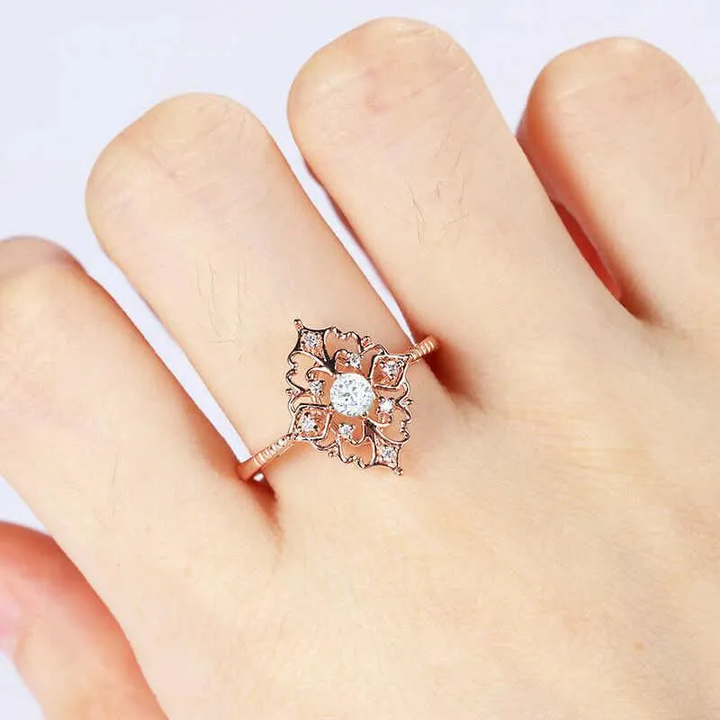 Wedding Rings Fashionable And Exquisite Slim Rose Ring Rivet White Women's