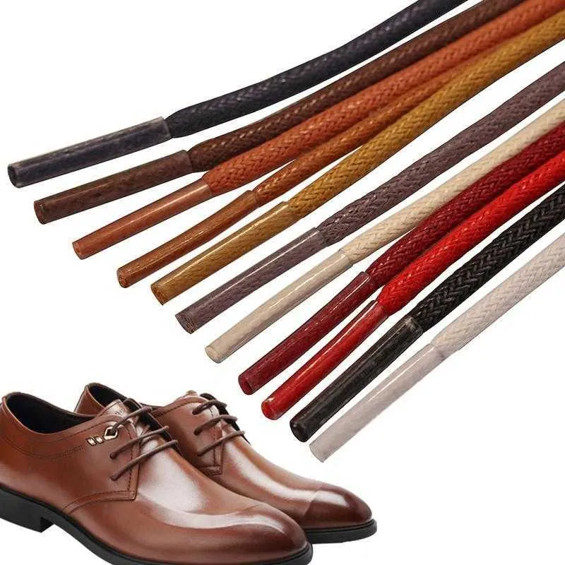 120 cm Casual Leather Shoelaces Multiple Colour Waxed Round Shoe Laces Martin boots Fine Rope Shoelace