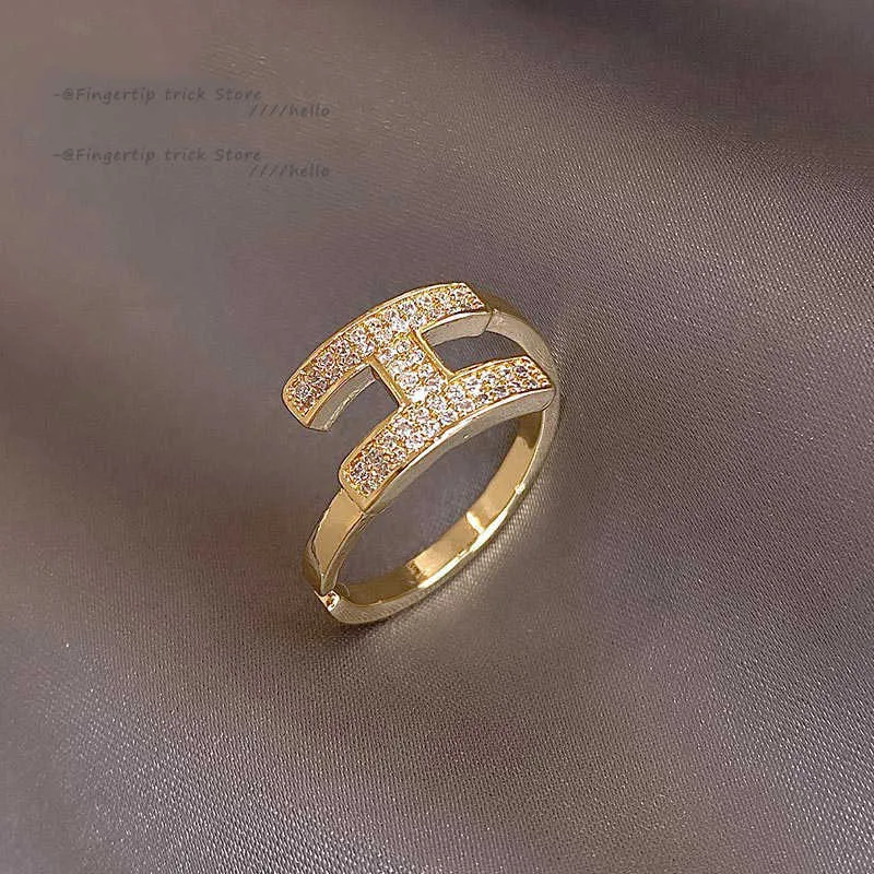 Novo design gótico clássico h carta de ouro para mulher 2021 coreano moda jóias menina de jóia dedo luxo conjunto acessórios x0715