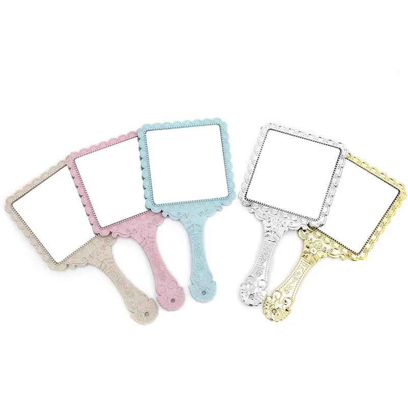 Carved Handle Mirrors Beauty Salon Hand-held Espejo Portable Romantic vintage Hand Hold Zerkalo Cosmetic Mirror Make Up Tool Dresser Gift wmq1078