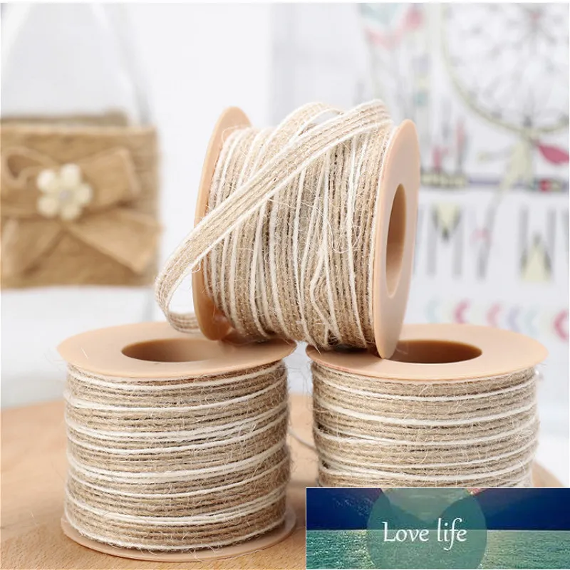 10m / rolo Jute Burlap Rolls Hessian Fita com Laço Vintage Rústico Decoração Decoração Festa DIY Crafts Presente de Natal Embalagem Preço de Fábrica Qualidade