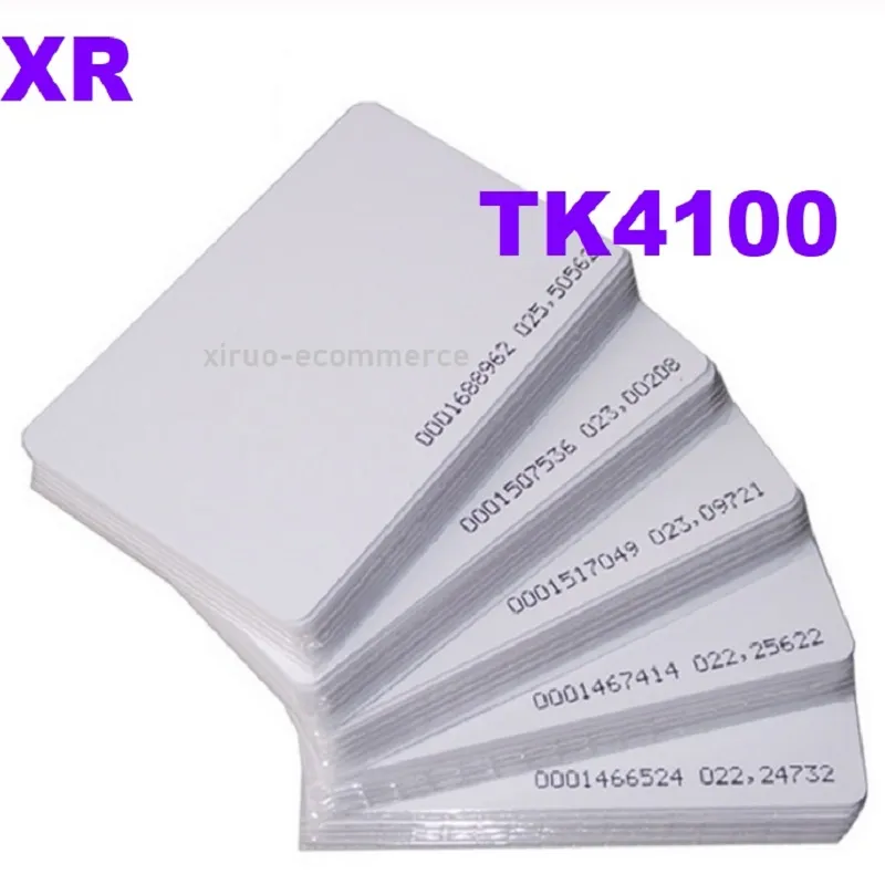 Xiruoer 100 pcs 125khz tk4100 cartão de identificação em branco cartão de controle de acesso RFID cartões de controle estacionamento cartão de identificação inteligente cartão de proximidade com impressão de identificação exclusiva