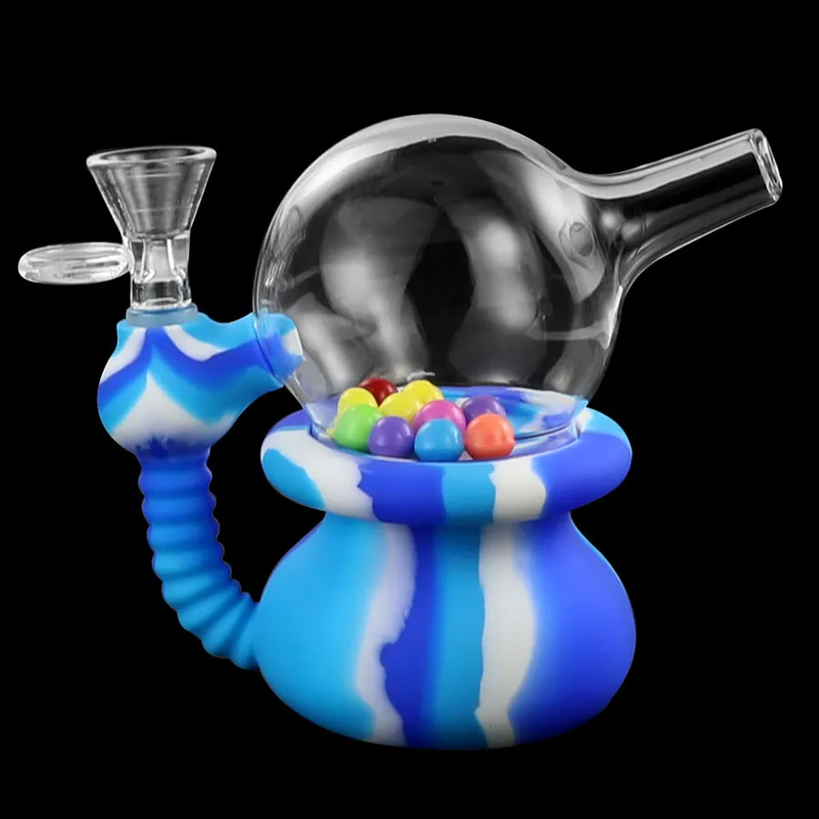 New arrival silicone smoking hookah water colorful recycling pipe oil rig glass bong