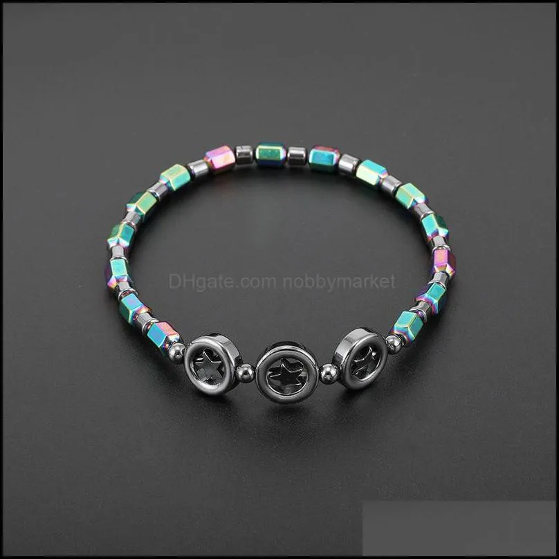 New Magnetic oval hematite stone bead Anklets bracelet Rainbow color women Summer beach Health Energy Healing anklets model foot