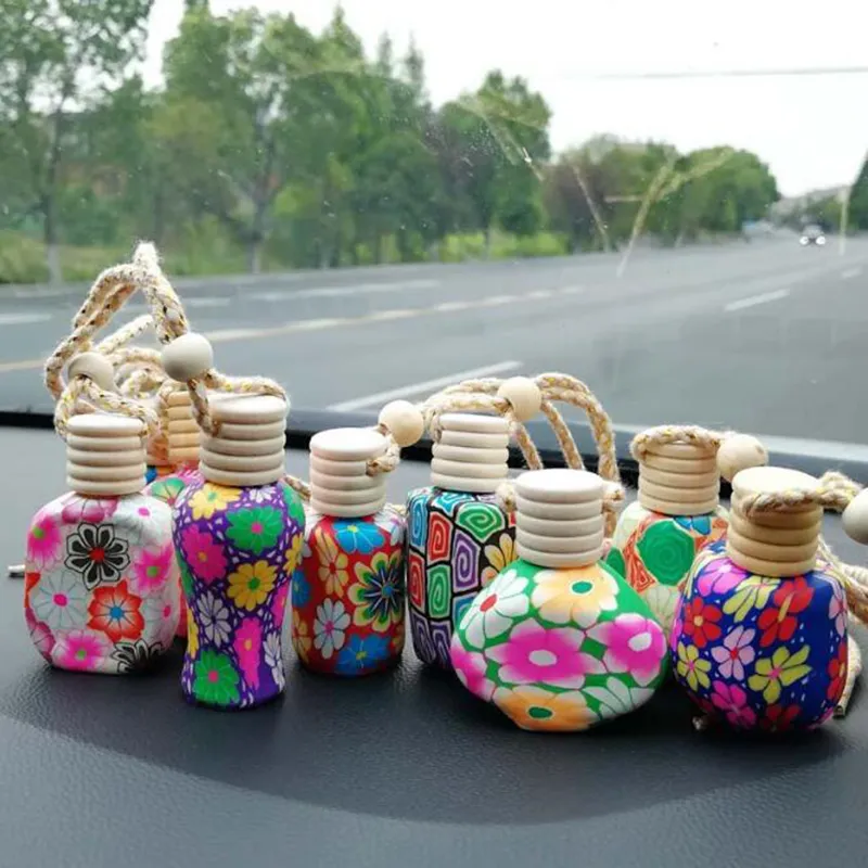 Polymer Clay Car Perfume Bottle Car Hanging Decoration Essential Oils Diffusers Perfume Pendant Bottles Fragrance Air Fresher Ornament