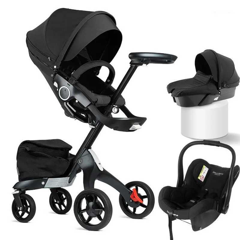 Strollers # Dsland Baby Barnvagn 3 i 1Luxury High Land Scape Sitting Pram Buggy Bassinet för Born Carriage Car Walkers1