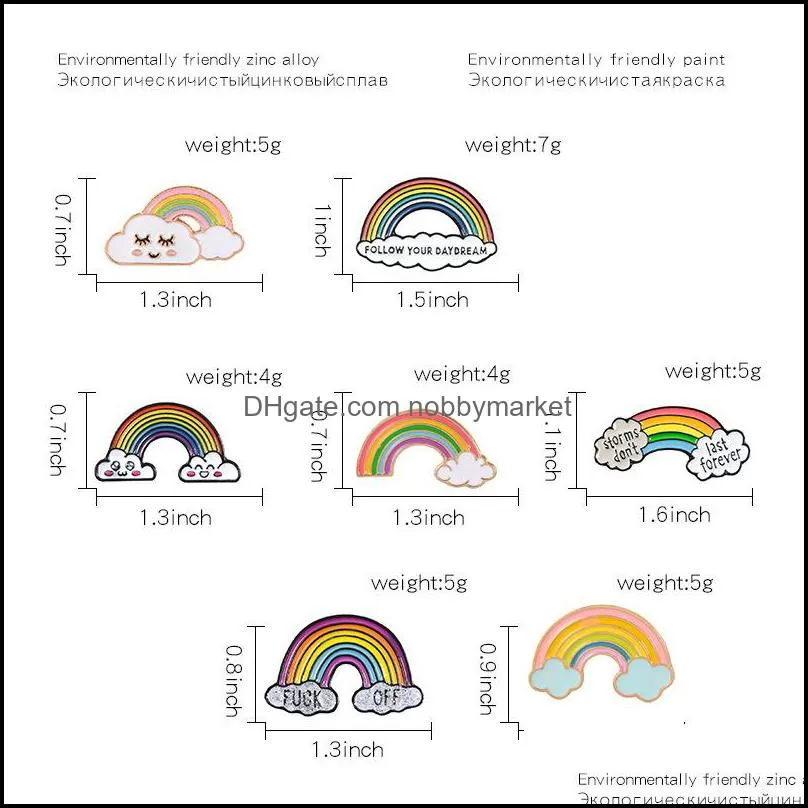 Cartoon Rainbow and Clouds Enamel Brooches For women Men Kid Collection Fashion Metal Lapel badge Brooch Pins Jewelry Gifts for