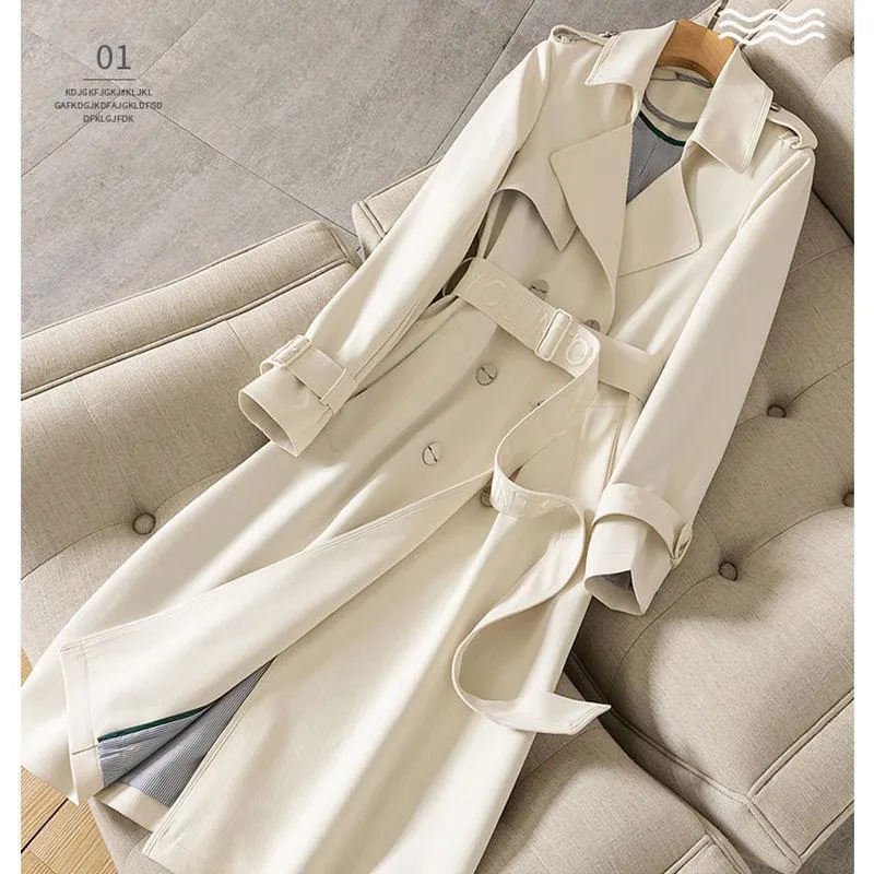 여성 트렌치 코트 코튼 코트 여성 가을 ​​겨울 칼라 오버 코트 패션 사무실 레이디 긴 소매 더블 유방 방풍기