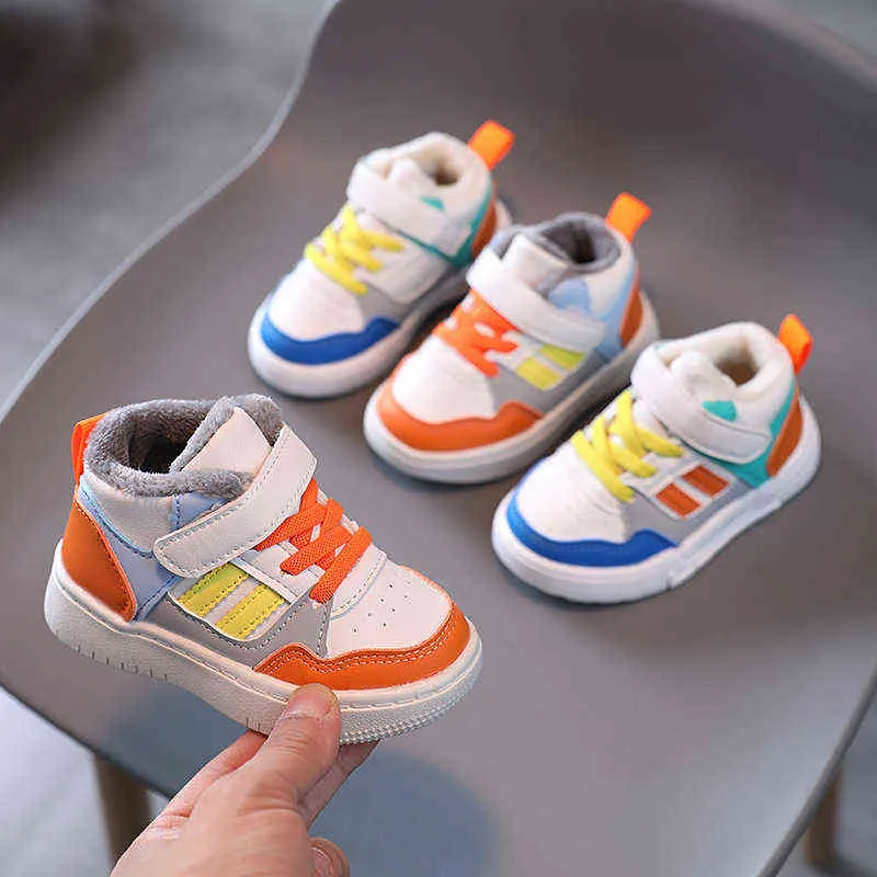 Höst vinter sammet baby skor spädbarn pojkar flickor casual skor varm toddler mode sneakes bräda skor solid färg g1210