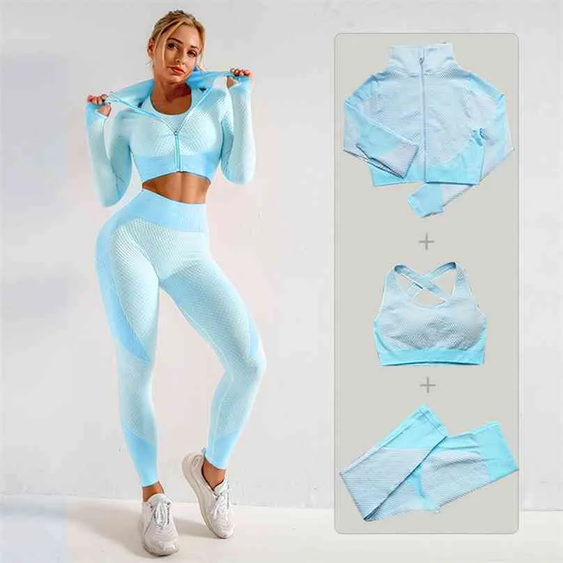 Mulheres Yoga Set Ginásio Roupas Femininas Esporte Fitness Terno Running Roupas Top + Leggings Mulheres Seamless Sutiã Suites S-XL 210802