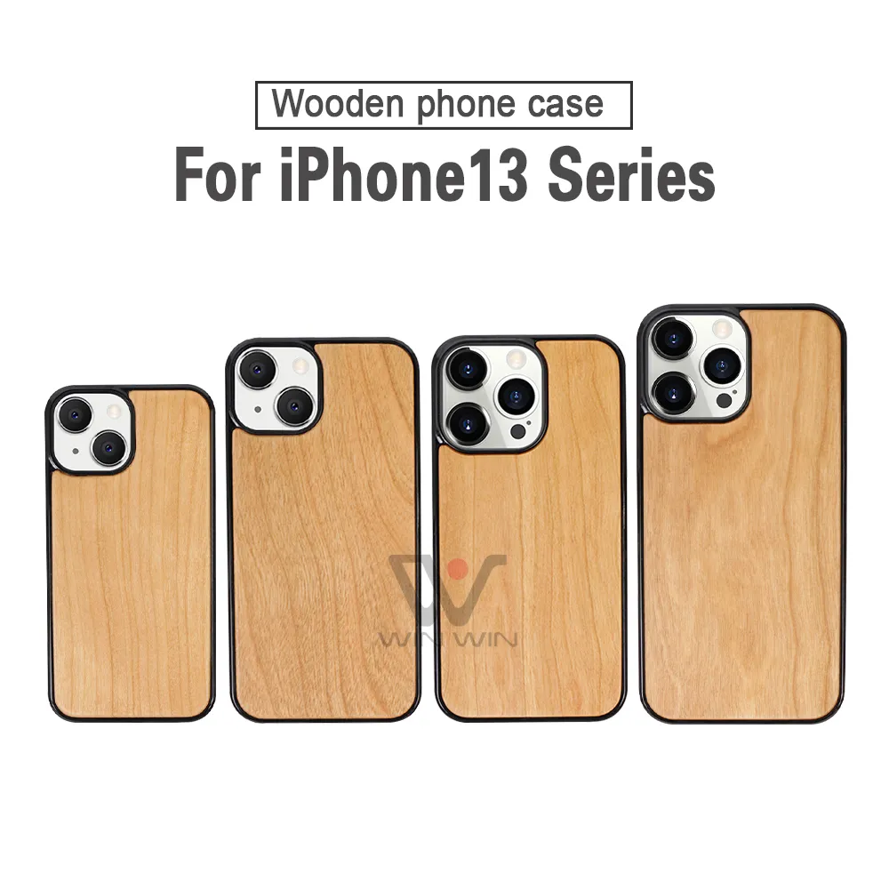 UI Original Natural Double Wood Cell Phone fodral för iPhone 5 6 6Plus 8 7Plus 11 12 13 14 Pro MaxDable PC stötfångare skyddande