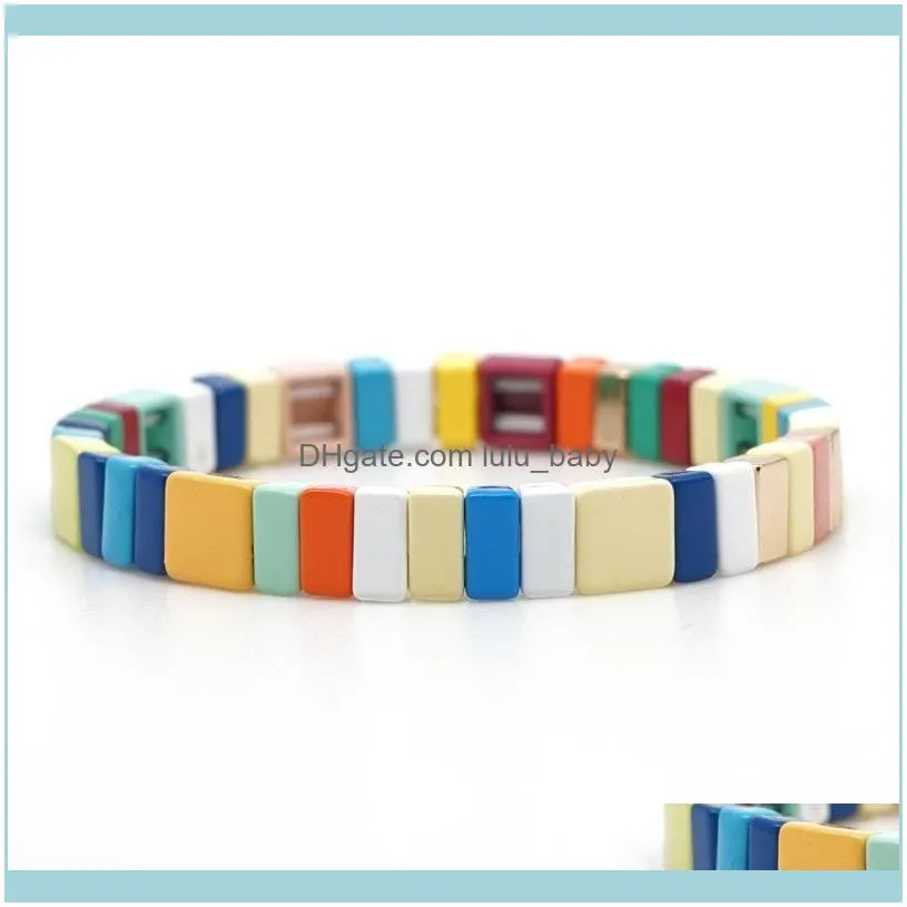 Beaded, Strands Stainless Steel Paint Bracelet For Men Women Multicolor Elastic Stacking Handmade Couple Gift