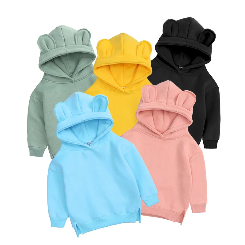 Herbst Kinder Sweatshirts Langarm Kinder Pullover Samt Pullover Niedlicher Bär Kapuzen mit Kapuze Blei Big Kid Hoodies M3889