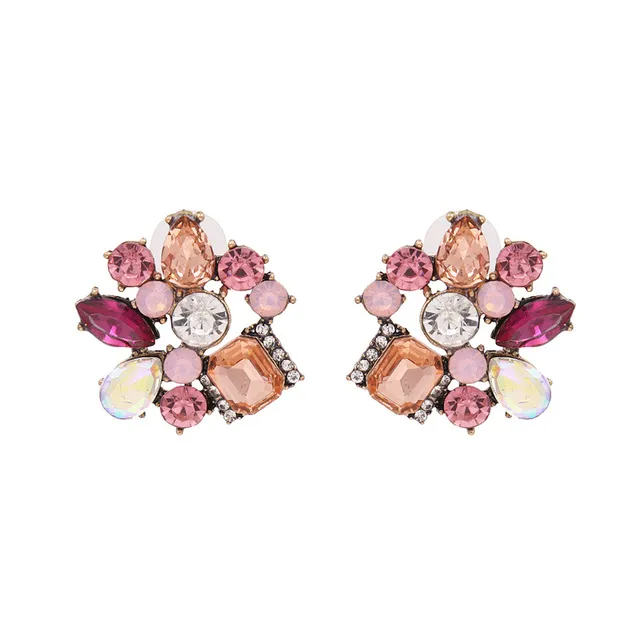 Coréen Vintage Rose Cristal Boucles D'oreilles Pour Les Femmes Brillant Boucles D'oreilles Doux Pendientes Partie Bijoux Accessoires