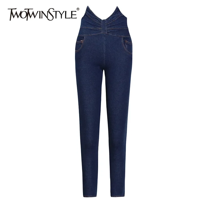 Minimalistische figurbetonte Denim-Bleistifthose für Frauen mit hoher Taille, schlanke schwarze Jeans, weibliche Mode, stilvoller Frühling 210521