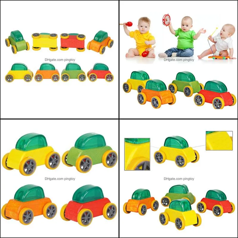 Candy Color Mini Wooden Car Toys Assembly Model Car Toy Educational Detachable Toy Car for Kids Child Nice Xmas Gift