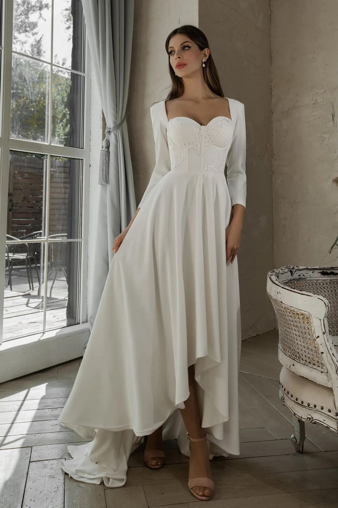 sachin and babi light blue dress 30 Casual Wedding Dresses for the Easygoing Bride in 2023