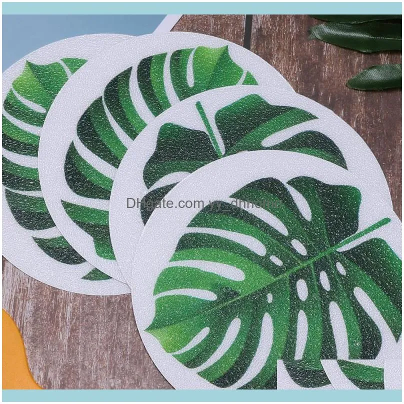 4pcs Bathroom Anti-slip Stickers Diameter 15cm Leaf Pattern Bathtub Stickers Slip Prevention Decals Self-adhesive Tub Pasters wi1