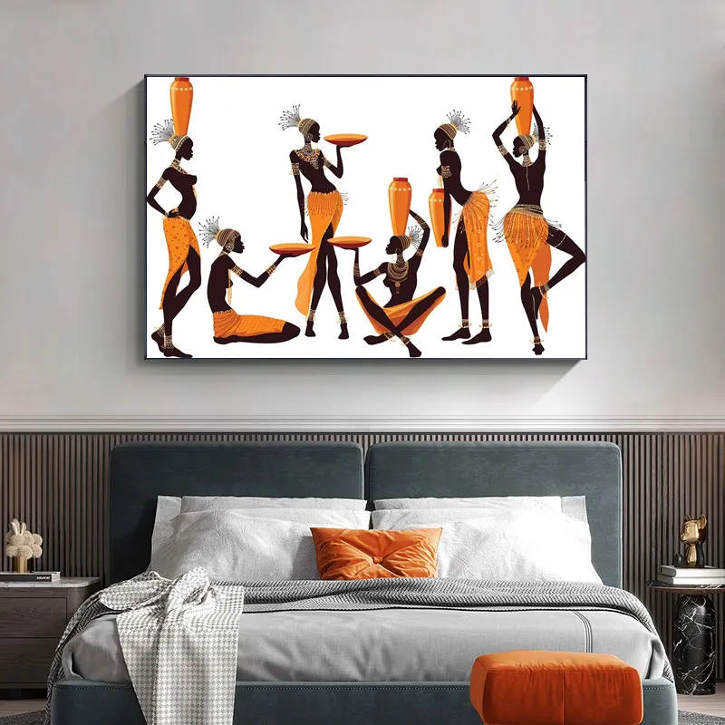 Afrikansk abstrakt konst svart kvinna oljemålning på duk cuadros affischer och skriver skandinavisk väggkonst bild hem inredning