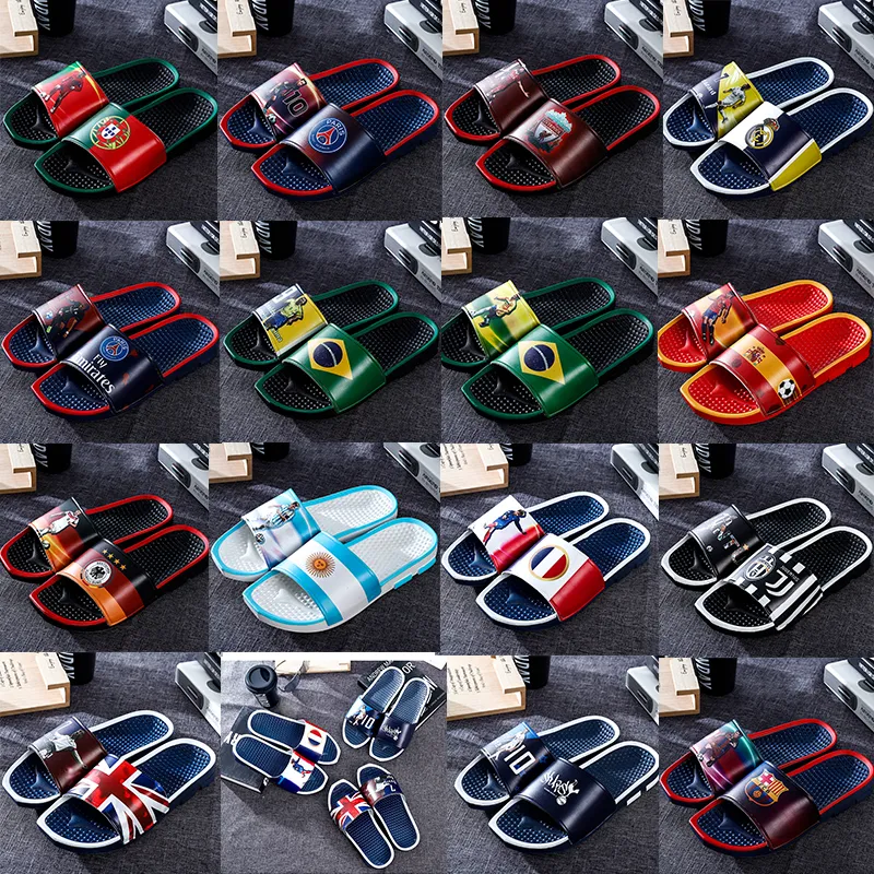 Football Star Sports Slippers Merk Designer Kleur Afdrukken Mens Rubber Sandalen Strand Slide Antislip Flip Flops Indoor Outdoor Schoenen Topkwaliteit Grootte 40-45