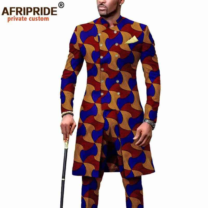 Afrikaanse 2-delige Set voor Mannen Dashiki Lange Mouw Shirt En Broek