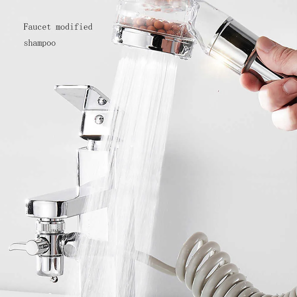 Portable Rubber Hose Spray – Pet Shower Head For Bathtub & Sink, 1.3-Meter Flexible Hose, White, Fits Most Round Faucets