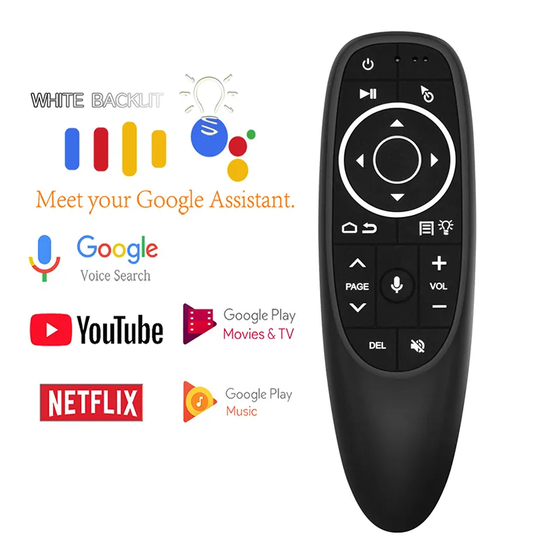 G10S Pro Voice Remote Control Backlight Air Mouse G10 Universal 2.4G Wireless Controller avec Microphone Gyroscope IR Learning Google Assistant Backlit