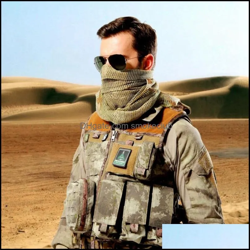 Schutzausrüstung Sport im Freien Radfahren Kappen Masken Outdoor Taktischer Schal Camouflage Mesh Hals Keffiyeh Sniper Gesichtsschleier Shemagh Kopfwickel