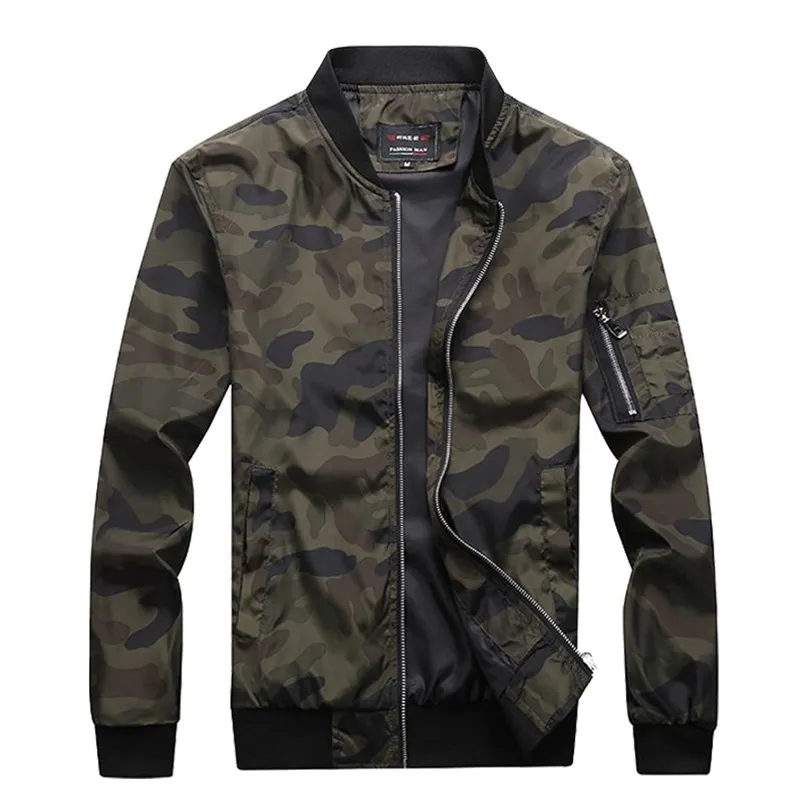 M-7XL Осенние мужские камуфляжные куртки мужские пальто Camo Bomber Bomber куртка мужской бренд одежда для одежды Plus Размер M-7XL 210819
