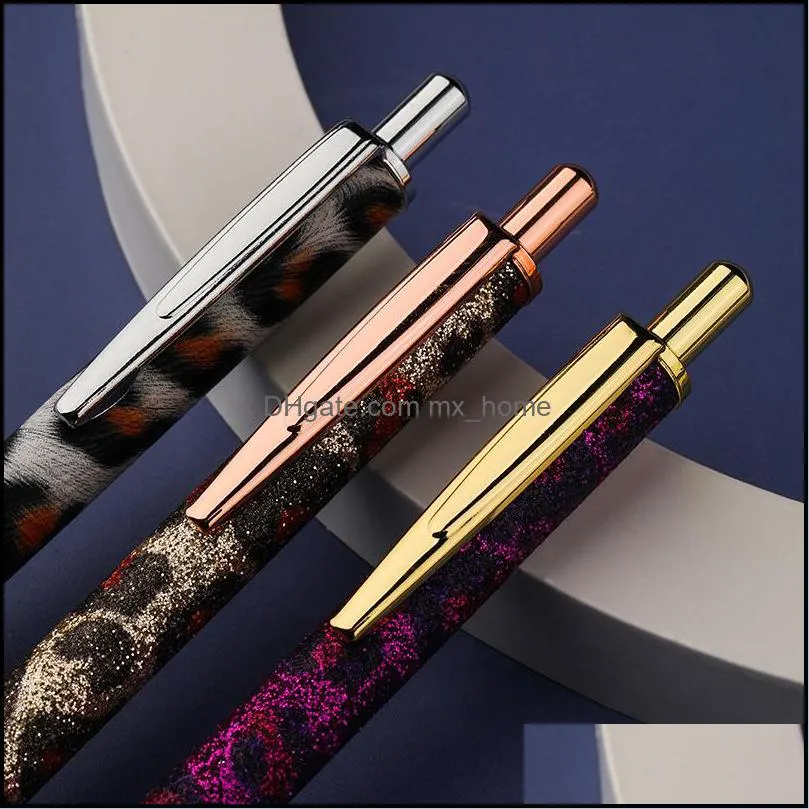 Leopard ball point pen office cartoon pen DIY metal school supplies