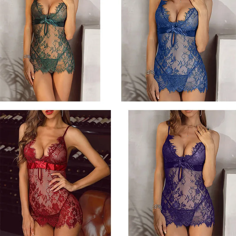 Femmes Pyjamas Pyjamas Sexy Femme Mince Sling Dentelle Vêtements De Nuit Fille Jeune Fille Sous-Vêtements Filles Maison Saint Valentin Vêtements Petite Amie Partenaire Privé Vêtements