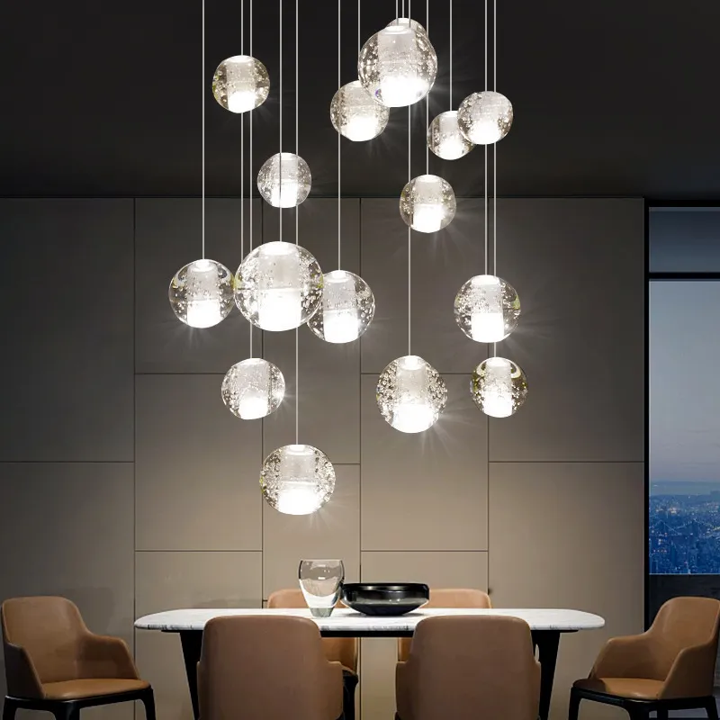 Lampadario di cristallo a soffitto di lusso a cascata argento extra la